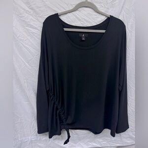 Jason Wu Black Asymmetrical Ruched Long Sleeve Tunic s 1X